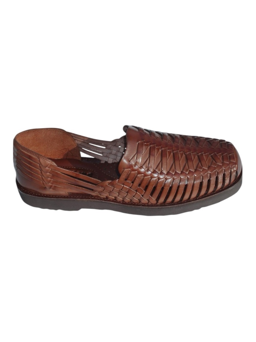 Men's Brown Woven Leather Slip-On Huarache Loafers SZ 12 - Picture 3 of 14